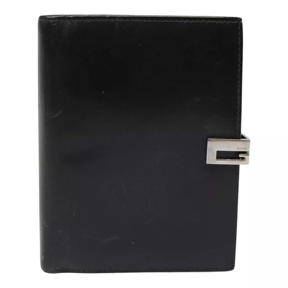 GUCCI Day Planner Cover Leather Black Auth